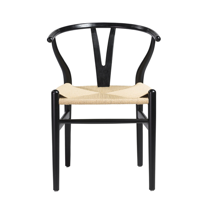 Wishbone Chair - Black with Natural Rope Seat - Hausful