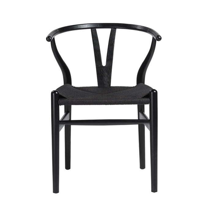 Wishbone Chair - Black with Black Rope Seat - Hausful
