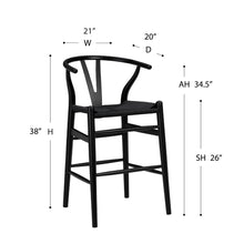 Load image into Gallery viewer, Wishbone Stool - Black with Black Rope Seat