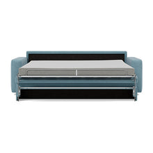 Load image into Gallery viewer, Carnell Sofa Bed with Standard Arms bed front view - 525 Mixed Dance Light Blue
