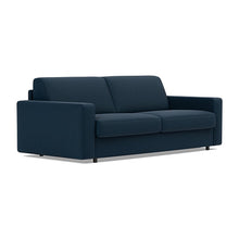 Load image into Gallery viewer, Carnell Sofa Bed with Standard Arms sofa three-quarter view - 528 Mixed Dance Blue