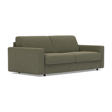Load image into Gallery viewer, Carnell Sofa Bed with Standard Arms sofa three-quarter view - 535 Bouclé Forest Green