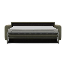 Load image into Gallery viewer, Carnell Sofa Bed with Standard Arms bed front view - 535 Bouclé Forest Green