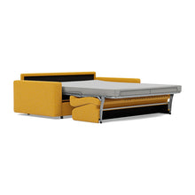 Load image into Gallery viewer, Carnell Sofa Bed with Standard Arms bed three-quarter view - 536 Bouclé Ochre