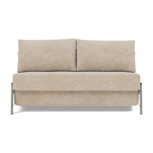 Load image into Gallery viewer, Cubed Full Sleeper Sofa with Chrome Legs, 257 Adario Taupe, sofa front