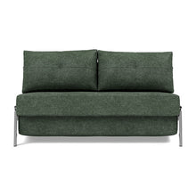 Load image into Gallery viewer, Cubed Full Sleeper Sofa with Chrome Legs, 281 Avella Pine Green, sofa front