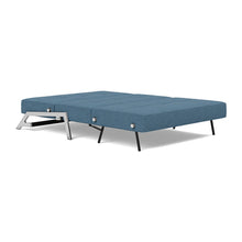 Load image into Gallery viewer, Cubed Full Sleeper Sofa with Chrome Legs, 302 Weda Blue, bed 3/4