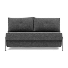 Load image into Gallery viewer, Cubed Full Sleeper Sofa with Chrome Legs, 350 Taura Deep Grey, sofa front