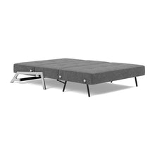 Load image into Gallery viewer, Cubed Full Sleeper Sofa with Chrome Legs, 350 Taura Deep Grey, bed 3/4