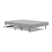 Load image into Gallery viewer, Cubed Full Sleeper Sofa with Chrome Legs, 351 Taura Slate Grey, bed 3/4