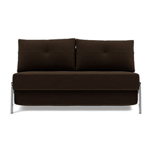 Load image into Gallery viewer, Cubed Full Sleeper Sofa with Chrome Legs, 358 Taura Chocco, sofa front