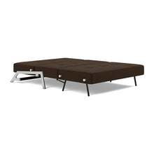 Load image into Gallery viewer, Cubed Full Sleeper Sofa with Chrome Legs, 358 Taura Chocco, bed 3/4