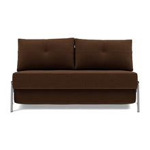 Load image into Gallery viewer, Cubed Full Sleeper Sofa with Chrome Legs, 359 Taura Cappuccino, sofa front