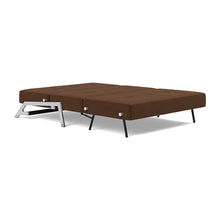 Load image into Gallery viewer, Cubed Full Sleeper Sofa with Chrome Legs, 359 Taura Cappuccino, bed 3/4
