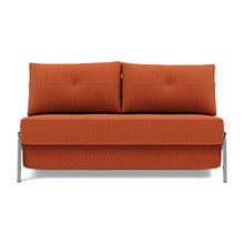 Load image into Gallery viewer, Cubed Full Sleeper Sofa with Chrome Legs, 412 Esina Rust Orange, sofa front