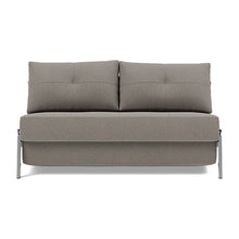 Load image into Gallery viewer, Cubed Full Sleeper Sofa with Chrome Legs, 521 Mixed Dance Grey, sofa front
