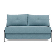 Load image into Gallery viewer, Cubed Full Sleeper Sofa with Chrome Legs, 525 Mixed Dance Light Blue, sofa front