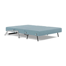Load image into Gallery viewer, Cubed Full Sleeper Sofa with Chrome Legs, 525 Mixed Dance Light Blue, bed 3/4