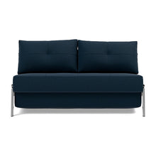 Load image into Gallery viewer, Cubed Full Sleeper Sofa with Chrome Legs, 528 Mixed Dance Blue, sofa front