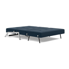 Load image into Gallery viewer, Cubed Full Sleeper Sofa with Chrome Legs, 528 Mixed Dance Blue, bed 3/4