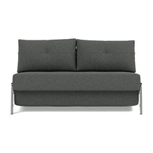 Load image into Gallery viewer, Cubed Full Sleeper Sofa with Chrome Legs, 529 Boucle Charcoal, sofa front