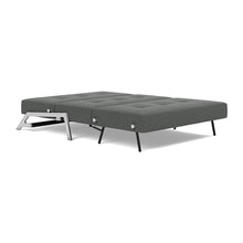 Load image into Gallery viewer, Cubed Full Sleeper Sofa with Chrome Legs, 529 Boucle Charcoal, bed 3/4