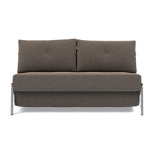 Load image into Gallery viewer, Cubed Full Sleeper Sofa with Chrome Legs, 530 Boucle Taupe, sofa front