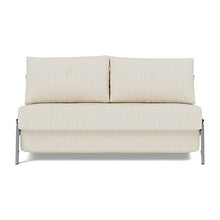 Load image into Gallery viewer, Cubed Full Sleeper Sofa with Chrome Legs, 531 Boucle Off White, sofa front