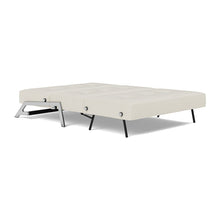 Load image into Gallery viewer, Cubed Full Sleeper Sofa with Chrome Legs, 531 Boucle Off White, bed 3/4