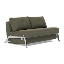 Load image into Gallery viewer, Cubed Full Sleeper Sofa with Chrome Legs, 535 Boucle Forest Green, sofa 3/4