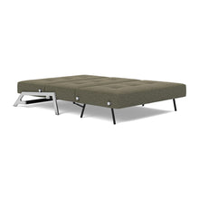 Load image into Gallery viewer, Cubed Full Sleeper Sofa with Chrome Legs, 535 Boucle Forest Green, bed 3/4