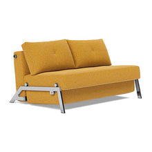 Load image into Gallery viewer, Cubed Full Sleeper Sofa with Chrome Legs, 536 Boucle Ochre, sofa 3/4