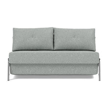 Load image into Gallery viewer, Cubed Full Sleeper Sofa with Chrome Legs, 538 Melange Light Grey, sofa front
