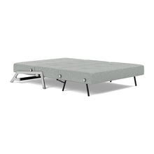 Load image into Gallery viewer, Cubed Full Sleeper Sofa with Chrome Legs, 538 Melange Light Grey, bed 3/4