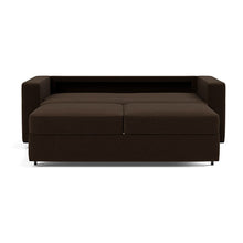Load image into Gallery viewer, Neah Queen Sleeper Sofa with Standard Arms - 358 Taura Chocco - 03 bed front