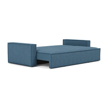 Load image into Gallery viewer, Newilla Sleeper Sofa with Standard Arms bed three-quarter view - 302 Weda Blue