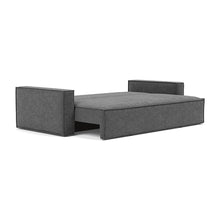 Load image into Gallery viewer, Newilla Sleeper Sofa with Standard Arms bed three-quarter view - 350 Taura Deep Grey