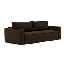 Load image into Gallery viewer, Newilla Sleeper Sofa with Standard Arms sofa three-quarter view - 358 Taura Chocco