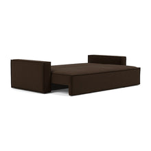 Load image into Gallery viewer, Newilla Sleeper Sofa with Standard Arms bed three-quarter view - 358 Taura Chocco
