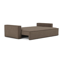 Load image into Gallery viewer, Newilla Sleeper Sofa with Standard Arms bed three-quarter view - 411 Esina Cedar Brown