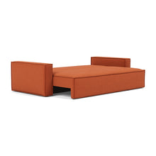 Load image into Gallery viewer, Newilla Sleeper Sofa with Standard Arms bed three-quarter view - 412 Esina Rust Orange