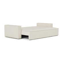 Load image into Gallery viewer, Newilla Sleeper Sofa with Standard Arms bed three-quarter view - 531 Bouclé Off White