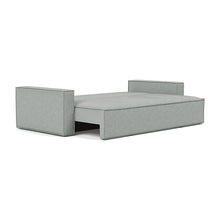 Load image into Gallery viewer, Newilla Sleeper Sofa with Standard Arms bed three-quarter view - 538 Melange Light Grey