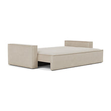 Load image into Gallery viewer, Newilla Sleeper Sofa with Standard Arms bed three-quarter view - 586 Phobos Latte