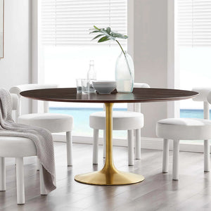 Round Tulip Dining Table - Walnut - Hausful
