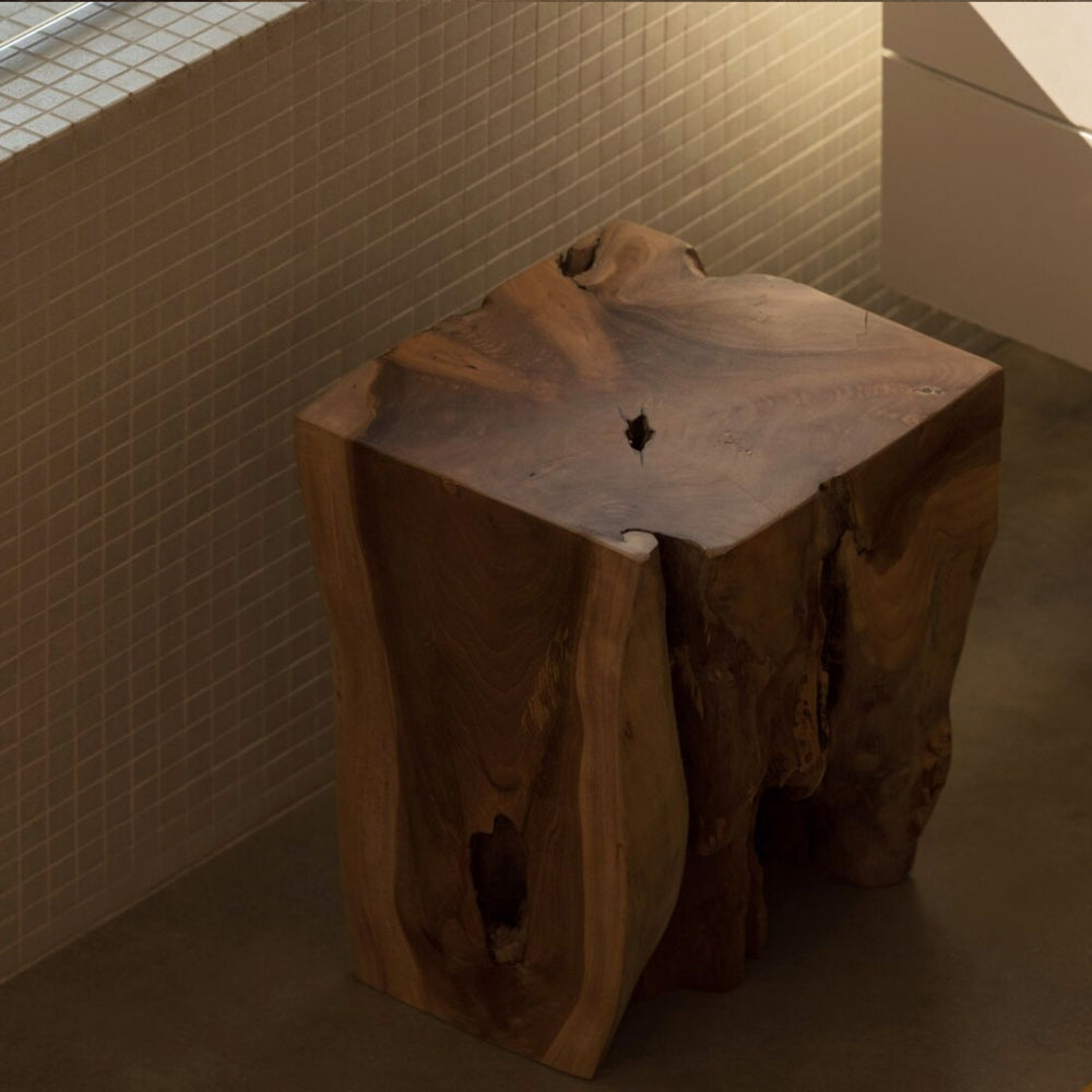 Solid Teak Wood Stool - Rectangle – Hausful