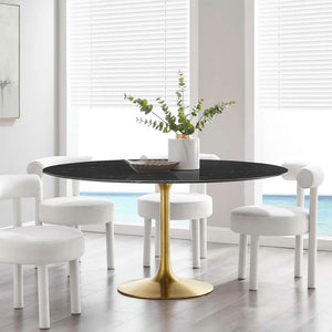 Round Tulip Dining Table - Gold Base - Hausful