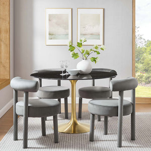Round Tulip Dining Table - Gold Base - Hausful