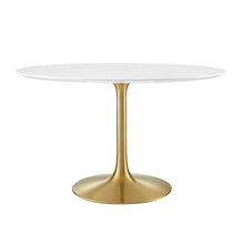 Load image into Gallery viewer, Round Tulip Dining Table - Gold Base - Hausful