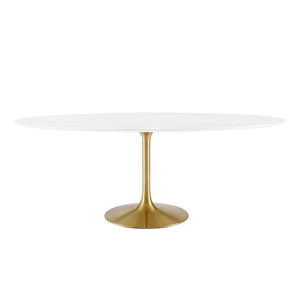 Oval Tulip Dining Table - Gold Base